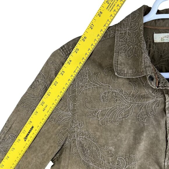 VTG Natural Reflections Womens L Embroidered Shacket Snap Up Long Sleeve Western - Picture 11 of 15